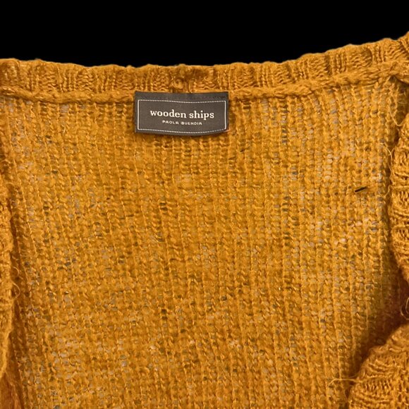 Wooden Ships Mohair & Wool Goldenrod Cardigan Sweater with Buttons Size M - Picture 2 of 7